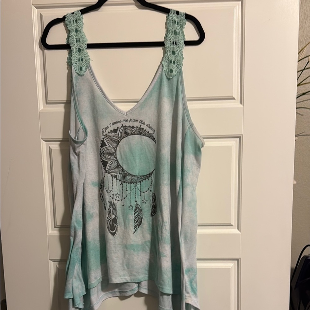 Mint Green Sleeveless Top with Lace Straps